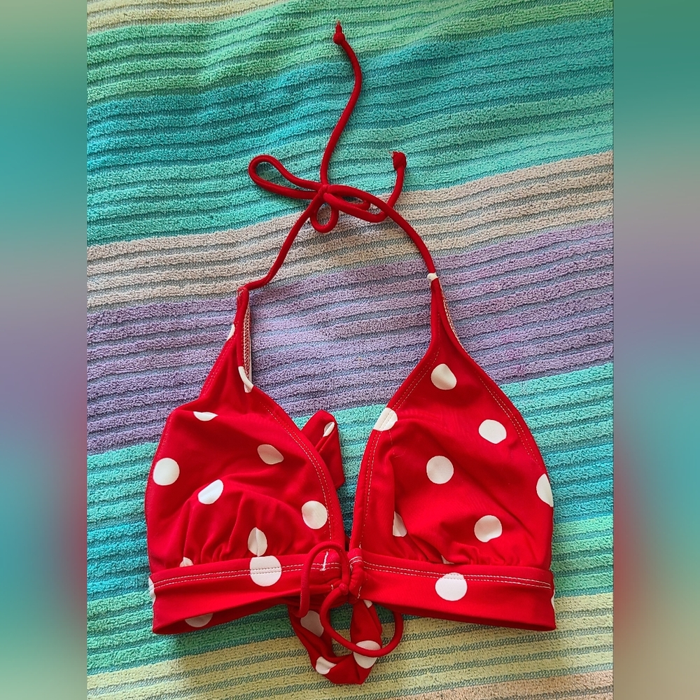 Red Polka Dot Bikini Top